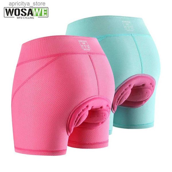 Shorts ciclistici Wosawe Women Shorts Cicling Shorts Bicyc Underpants 3D Gel Impietato MTB Bike Short Pants per Gilrs Ladies High Wilest Sports Shorts L48