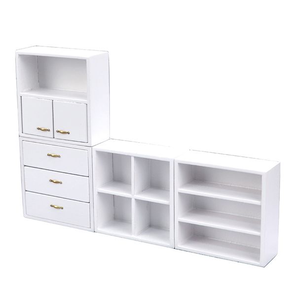 1:12 Puppenhaus Miniaturschrank Floor Regal Bücherregal Mini White Möbel Display Hülle Puppenhauszubehör Holzschrank