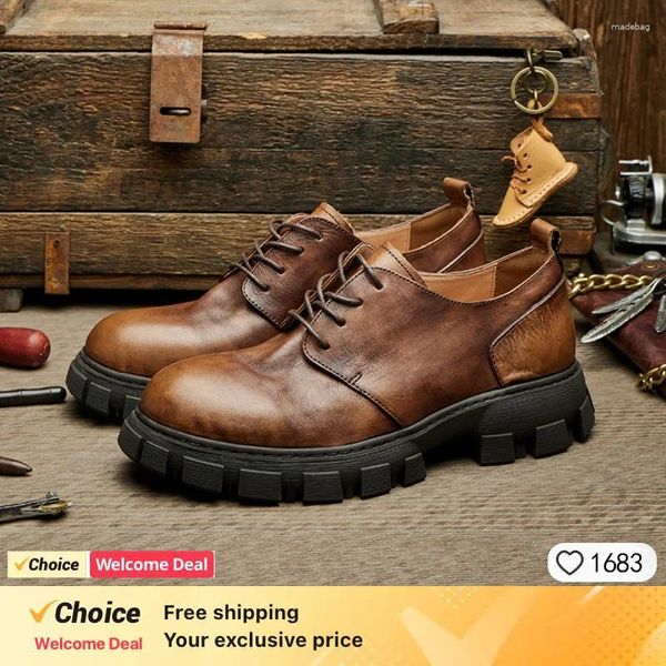 Casual Shoes Vintage Herren Business Slaafers Luxus echtes Leder Frühling Herbst Designer Modequalität runde Zehen Arbeit Soziale Arbeit