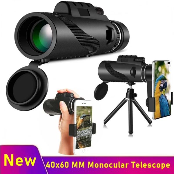 Lens Tongdaytech 40x60 mm telescopio monoculare telescopio zoom zoom teleobiettivo con treppiede per iPhone Samsung Xiaomi Smartphone Lente