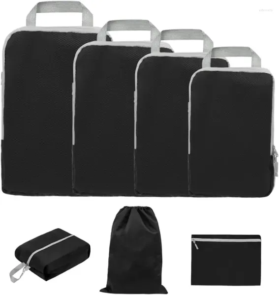 Depolama Çantaları 7 PCS Organizatör Sıkıştırma Paket Giysileri Çift Katmanlı Taşınabilir Büyük Kapasite/Su Geçirmez Küp