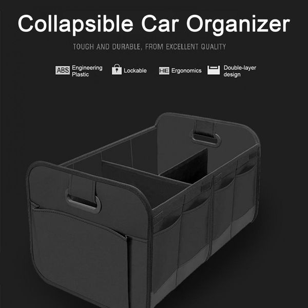 Organizzatore automobilistico pieghevole Spazioso Organizzatore del bagagliaio per auto pieghevole Durevole Multi Compartments Box di stoccaggio pieghevole per auto