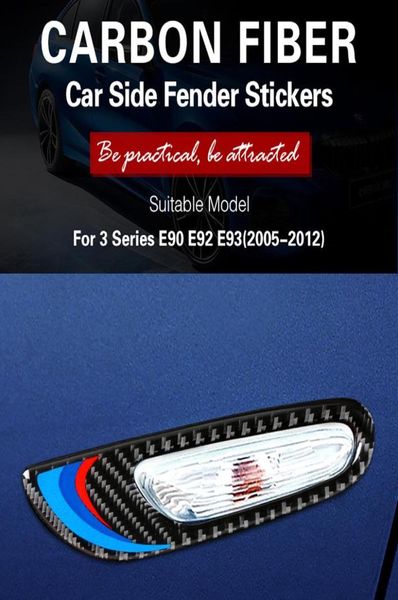 BMW E90 E92 E93 E93 EMBLEM ETKİLERİ 20052012 Yıl Karbon Fiber Araç Dönüşü Sinyal Işık Kapağı Ön Çamurluk Trim6682527