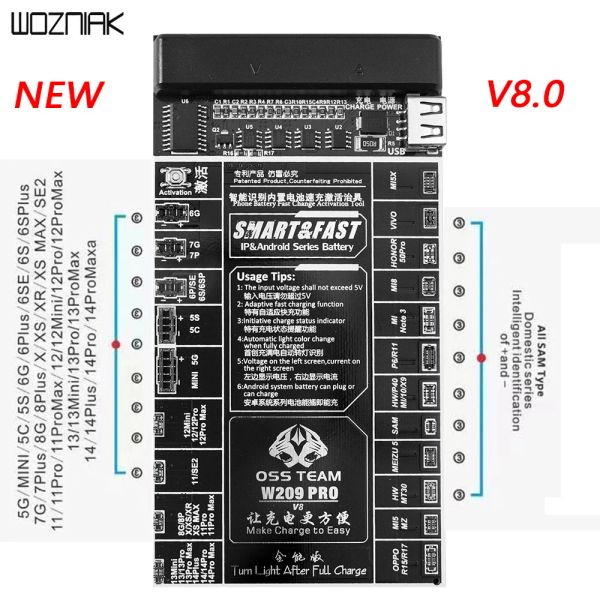 Aparadores w209 Pro 2 em 1 placa de ativação da bateria para iPhone 5 14 Pro 13 mini 13 Pro Max Samsung Xiaomi Board Charging Tester