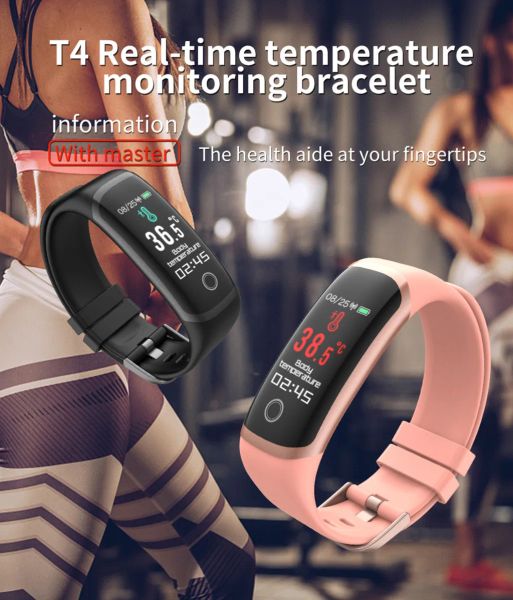 Orologi Smart Watch con il negozio Monitoraggio del braccialetto per la temperatura di immunità Store Monitoraggio T4 Monitoraggio Smart Worsband Women Watch