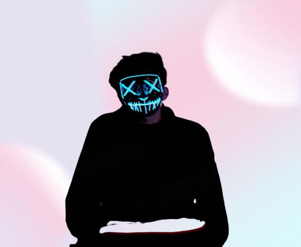 Halloween Horror Mask LED Purge Election Mascara Fantaspume DJ Festas Light Up Máscaras brilham em escuro 10 cores Fast9860633