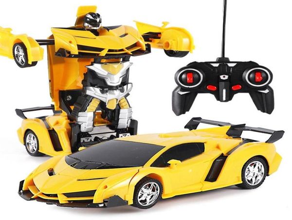 NOVO RC Transformer 2 em 1 carro RC Driving Sports Cars Drive Transformation Robots Modelos de controle remoto RC Fighting Toy Gift Y25911042