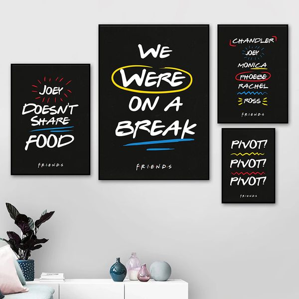 Show televisivi Friends Central Perk Coffee Classic Quotes Poster Stampa tela dipinto Funny Wall Art per soggiorno decorazioni per la casa