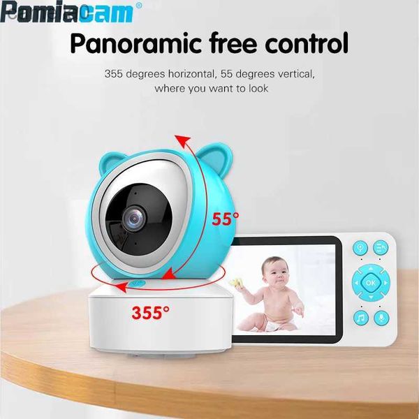 Ребенок мониторирует новый 5-дюймовый 5-дюймовый монитор Wi-Fi Baby Baby Monitor PTZ, мобильный приложение с двусторонним интерком-монитором, 240412