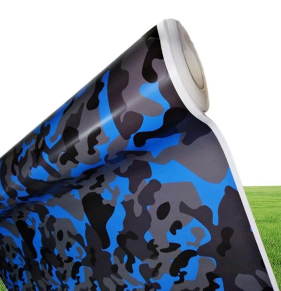 Arctic Blue Snow Camo Car Wrap mit Luftveröffentlichung Gloss Matt Camouflage Abdeckung LKW -Boot Grafik Selbstkleber 152x30m 6108303