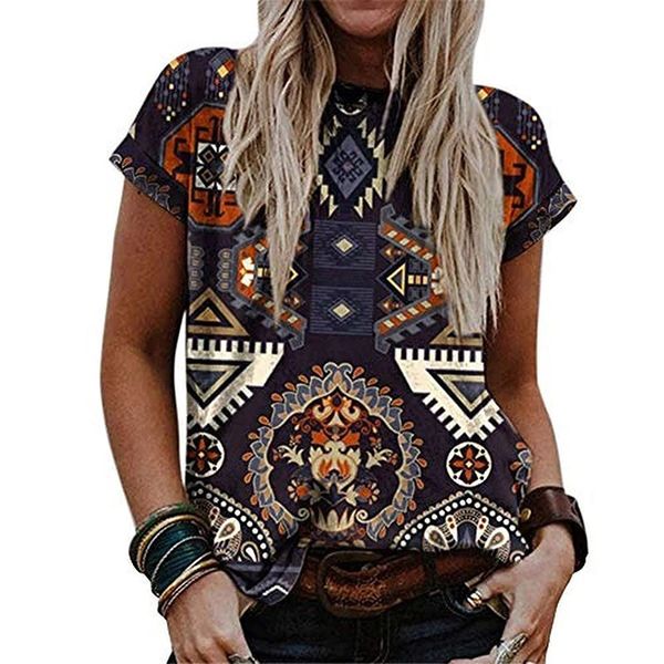 Geometria de verão Tshirt de estilo étnico ocidental Tsshirt 3D Prind Woman Streetwear T Cadeis Harajuku Tees de grandes dimensões Tops Momanar roupas de menina 240412