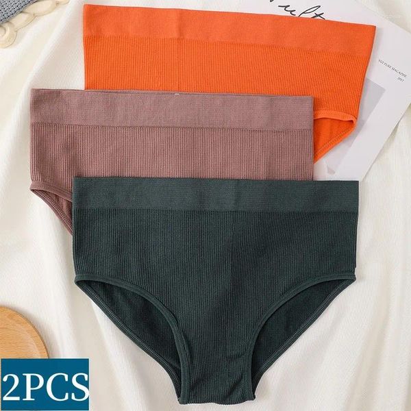 Kadın Panties 2pcs Dikişsiz Kılavuzlar Külot Kadınlar Yüksek Bel Kadın Kuman Giyim iç çamaşırı iç çamaşırı konforu karın kontrol külotları set