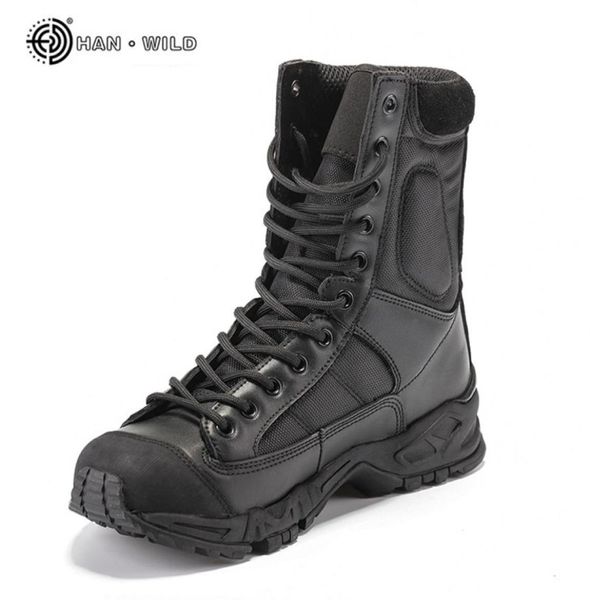 Botas do exército militar Men Black Leather Desert Combat Work Sapatos de inverno Mens tornozelo Tactical Boot Man Plus Tamanho 2108302945366