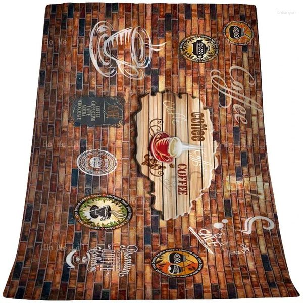 Decken Cafe Retro Ziegelmauer Hintergrund Gemälde Kreativität warm gemütliche Flanelldecke für Couch Travel Camping anwendbar