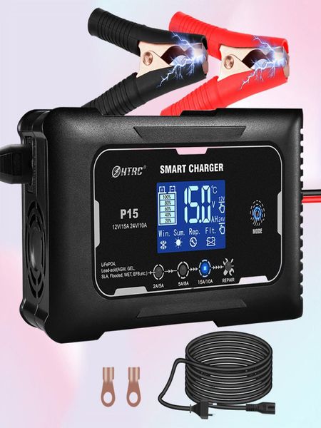 HTRC 15A CAR ACTEAR 2V/15A 24V/10A Smart Charger для Head- PB LifePO4 Аккумулятор 7-ступенчатого автоматического мотоцикла зажигания3442481