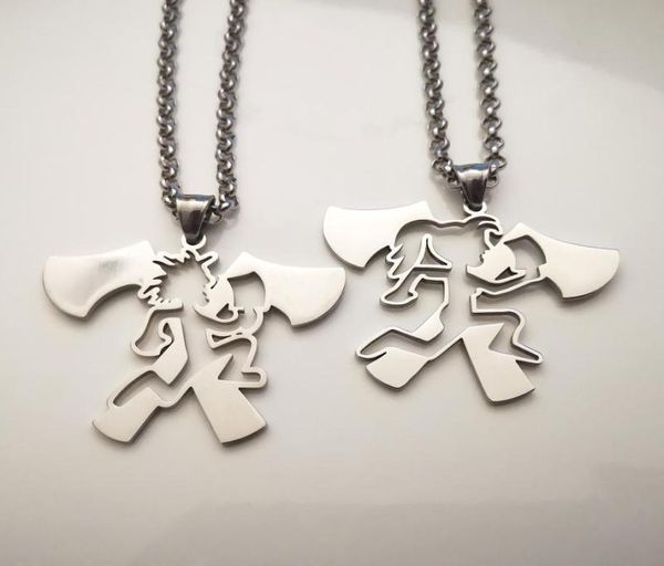 Ein Paar Silberton -Doppel -Hatchet -Anhänger ICP Twiztid Elopement Music Charms Frauen Rolo Kette Mode Halskette 4mm 24 Zoll 4538974