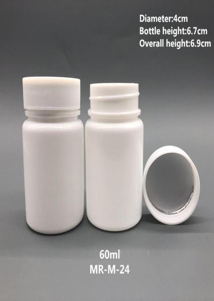 50pcs 60 ml 60ccm HDPE weiße leere Apotheke nachfüllbare Vitamin -Kapseln Flaschen mit Schraubenkappen und Dichtungen3534268