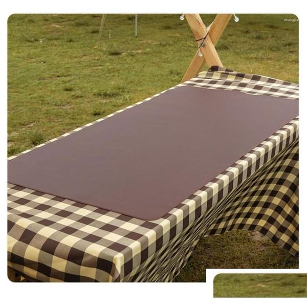 Móveis de acampamento PU couro de couro resistente à prova d'água TABELA TAPELA CAM PICNIC BBQ decoração caseira marrom espet