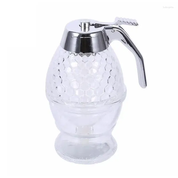 Garrafas de armazenamento dispensador de mel acrílico Dispensador de abelhão Drip Kettle Squeeze garrafa jarra de jarra de drenagem com tampa