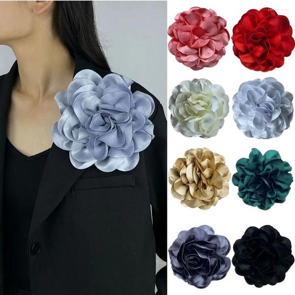 Spettame di spille grandi fiore Accessorio abbigliamento fatto a mano 19 cm Pin il bavaglio francese in raso ornamentale