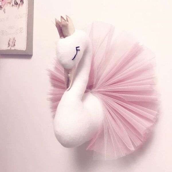 Decoração de quarto de menina de menina macia cisne de cisne decoração caseira de bebê Toys de recheio Acessórios para o quarto de garotas Criança Criança Presente T2006286Q