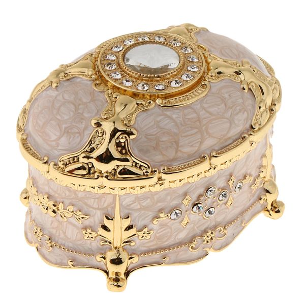 Luxo Vintage Metal Jewelry Box Ring Tinket Caso Jóia Bracelet Caso Pearl Caixa de Armazenamento de Armazenamento de Armazenamento Cosmético Tester Giftcaja