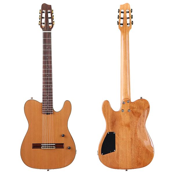 Kablolar 39inch Sessiz Klasik Gitar 6 String Solid Ladin Üstü Okuume Ahşap Arka Yüksek Parlak Klasik Sessiz Gitar