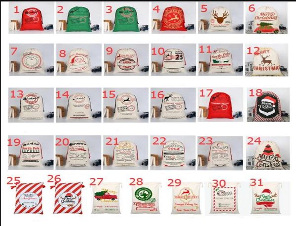 2021 Neue Weihnachtsgeschenkbeutel Große Bio -Bio -Leinwand Santa Sack -Kordelkorder mit Rentiere Santa Claus Sacksacks für KID5350429