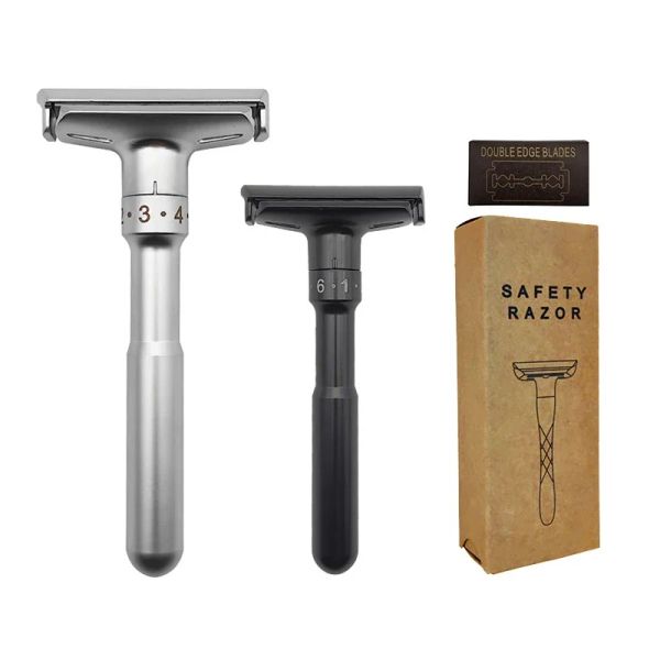 Aparadores 2023 Segurança ajustável Razor Double Edge Classic Mens barbeador com 5 lâminas 16 equipamento de engrenagem leve a agressiva Remoção de cabelo Shaveiro