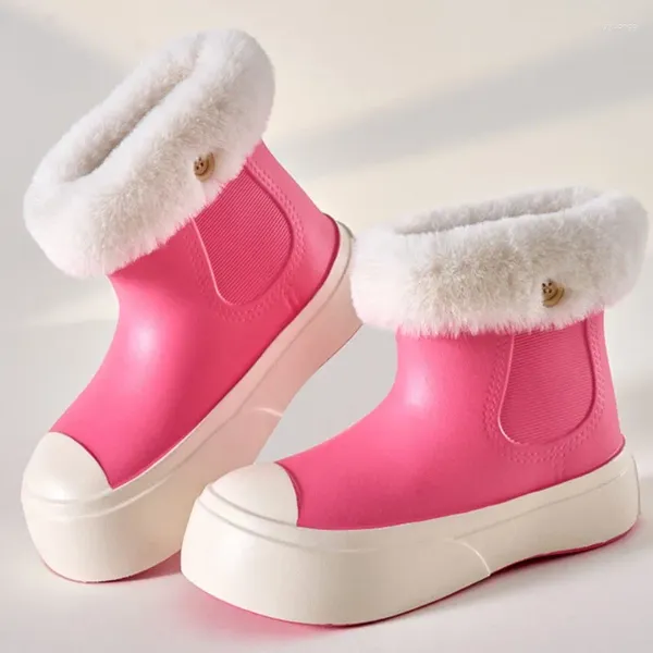 Sapatos casuais 2024 Spring Women Boots de chuva ao ar livre algodão quente algodão que não deslize eva à prova d'água Solas grossas plataformas de neve senhoras bota de neve