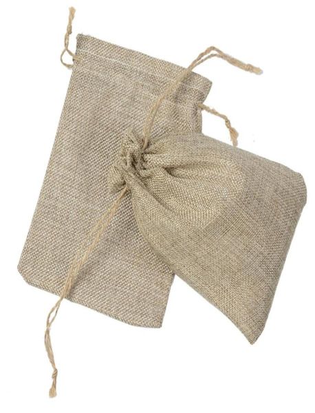 Bolsas de estopa naturais Bolsas de presente para festas de casamento Favor favorita da bolsa Jute Hessian Sack Sack Small Wedding Favor Presente 50pc Jute Pouc4378216