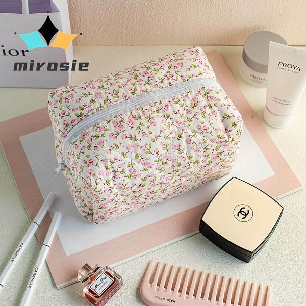 Mirosie Floral Cosmetic Bag Travel Skincare Zipper Pouch Hanfort Organizador para Organizador de Bolsa de Maquiagem de Beleza por atacado