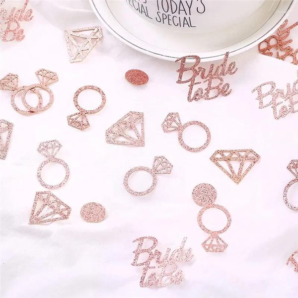 Parti Dekorasyonu 100 PCS Gül Altın Gelin Diamond Ring Hen Gecesi Kalp Olmak Willy Paper Confetti Bachelorette Düğün Malzemeleri