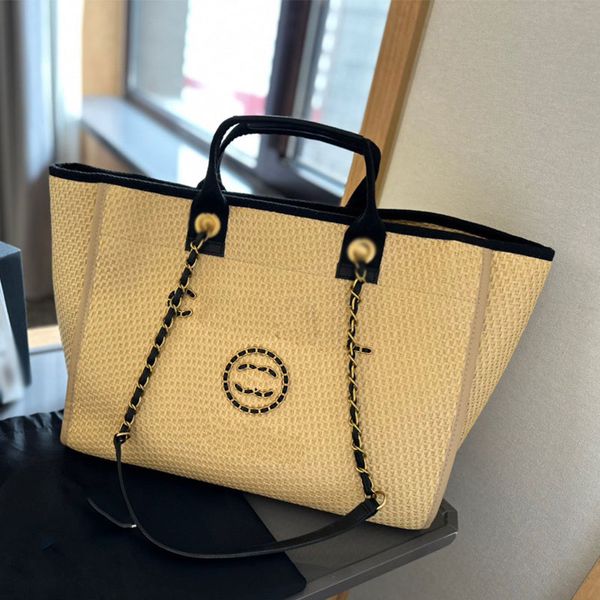 Tatil Kovboy Plaj Çanta Crossbody Bag Çim Dokuma Rafia Tote Torba Tasarımcı Zincir Omuz Çantası Icare Çim Çimen Çanta Kadınlar Yaz Rafia Bag CC Çanta Çanta