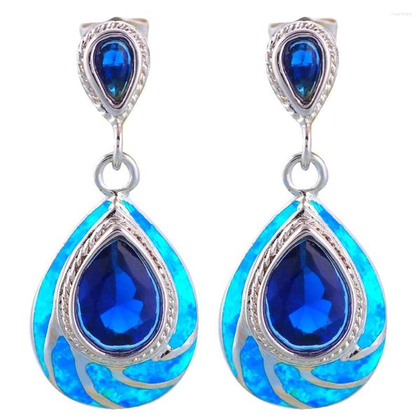Brincos Dangle Jle-244 Opala azul de luxo de luxo pendurada para jóias de moda Mulheres