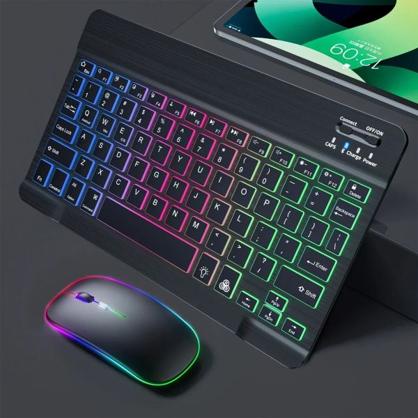 Combos Bluetooth Gaming Keyboard и Mouse Set Set Беспроводные бэклена мини -клавиатуры и комбинированные мыши для игровых аксессуаров для ноутбуков для ПК