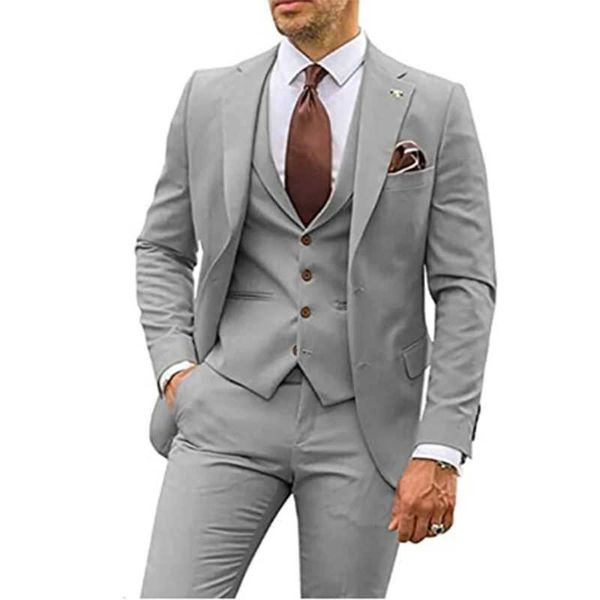 Herrenanzüge Blazer 3 Stücke Beige Anzüge für Männer 2023 Slim Fit Bräutigam Smoking Hochzeitsanzüge Beste Mann Groomsmen formelle Partyanzug männlicher Trajes de Hombre