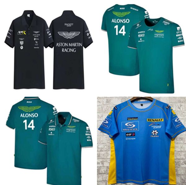 T-shirts masculinos Aston Martin Jersey T-shirt AMF1 Polos 2023 Fernando Official Alonso Anexo de Fórmula 1 do traje de corrida F1 Camiseta Polo Motão Tees 1008ess