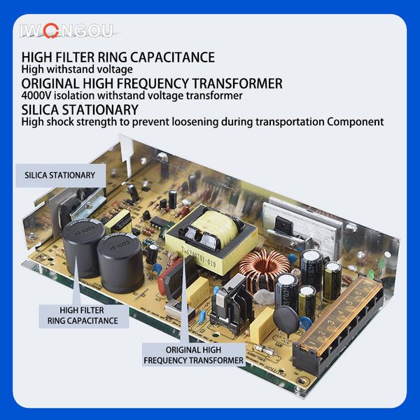 Питания 24V 5A 2A 10A 15A 20A 20A PC Switch Source Источник IWONGOU FONTE Chaveada 12V 36 В переменного тока DC 5V для светодиодной полосы CCTV Smps