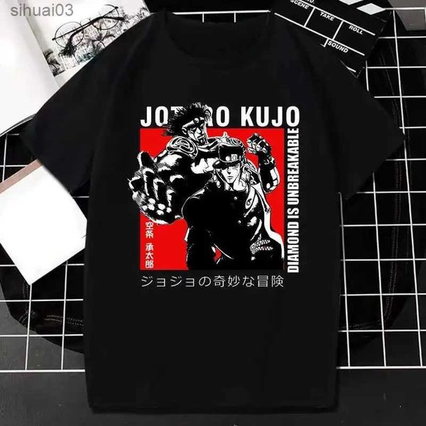 T-shirt feminina Anime japonês JoJo Bizarre Adventure Graphic Print Shert Men Women Fashion Streetwear Manga curta PLUSTIMENTO TIME