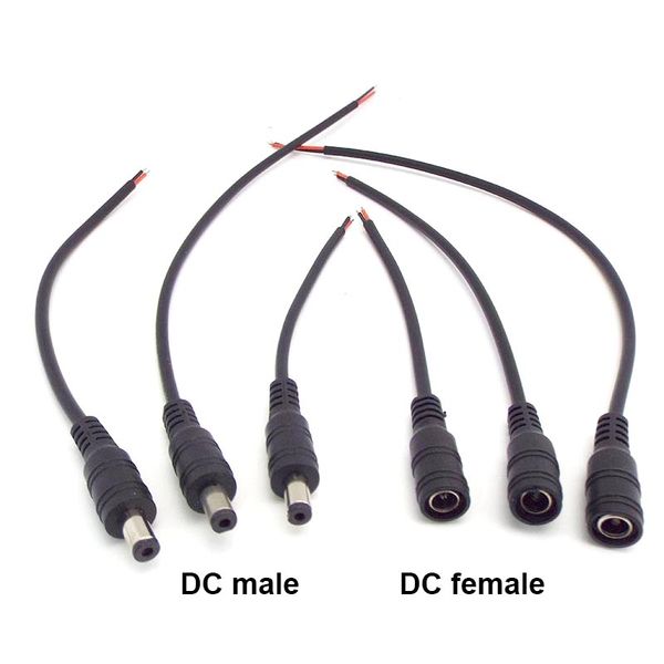 12 V 5 V 2Pin Draht DC Männlicher weiblicher Jackstecker 22AWG 3A Netzteilstecker Pigtail -Kabel 5.5x2,1 mm Adapterstopfen für Streifenleuchte