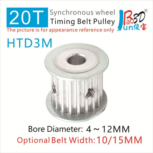 Htd3m 20teeth kleine Zeitgurschinenbreite 6 10 15 mm Bohrung 4 5 6 6.35 8 10 12 mm 3 m 20T Synchronen Zahnrad 3D -Druckerteile