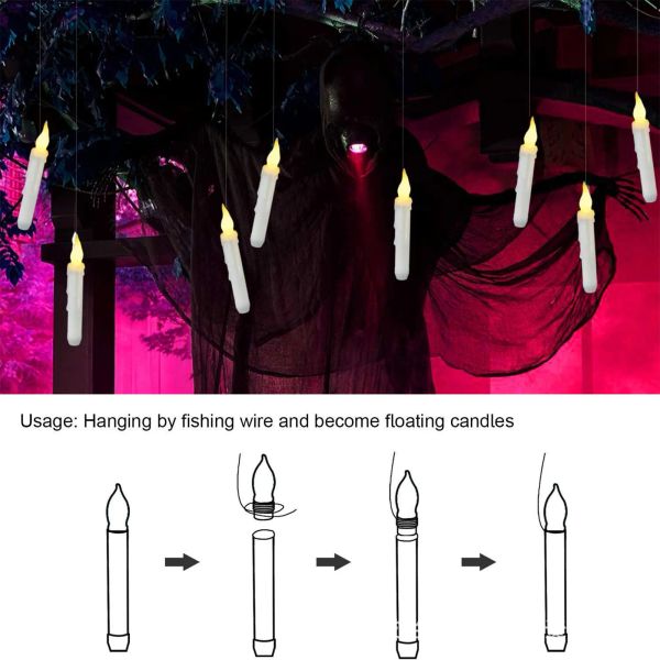 12 pezzi candele a tremoli friglianti con candele a LED remote a bacchette magiche per la decorazione natalizia di Halloween