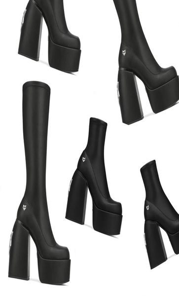 Дизайнерские ботинки голые ботинки Wolfe Высокая специя черная растяжка Screat Secret Black Jailbreaker Jennies Sassy Women Leather Slip на FO5159969