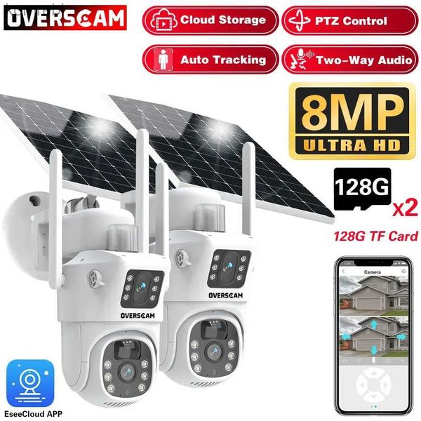 Камеры PTZ ESEECLOUD APPLICE Solar 4K 8MP Zoom Wi -Fi Батарея с двумя объективами Solar Dual Ecren Dual Screen Degence Detection Detection Detection Safety CCTV Камера мониторинга IP -адреса C240412