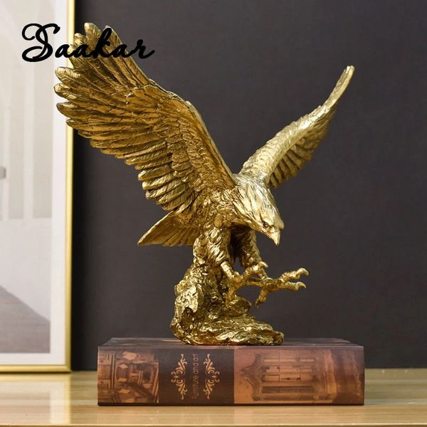 Resin American Golden Eagle Figurines Desktop Desktop Desktop Collezione Modello Statue Ornament Decor Objects Accessori 240409