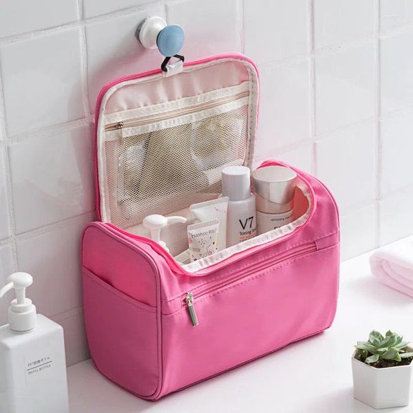 Bolsas de armazenamento Caso de maquiagem de bolsas de estética grande Mulheres viagens comprovante o kit de lavagem de higiene pessoal organizador de zíper
