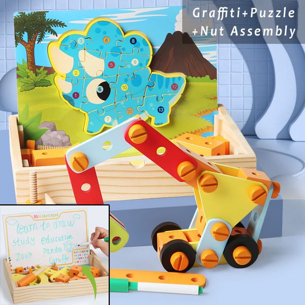 Strumento in legno di noci giocattolo fingendo gioco di riparazioni di reparazioni a motore Fine Motor Training Montessori Assemb del kit di strumenti per bambini per bambini