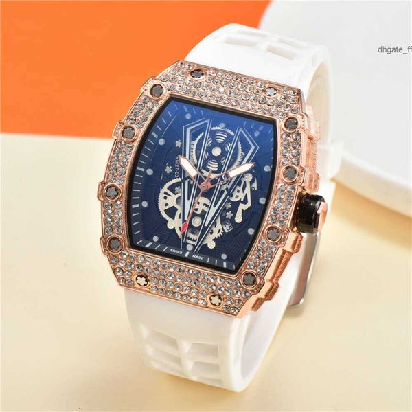 Mens Tre Ago Quartz Sport Sport Wine Stacket Stile Design Diamond Full Design