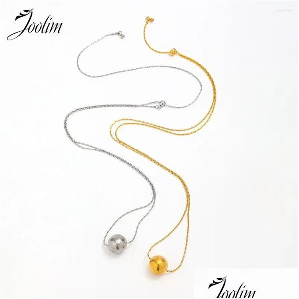 Цепочки Joolim Jewelry Ohlesale No Fade Fashion Fashion Большой полый шариковой кулон Регулируемый колье из нержавеющей стали для женщин Otxez